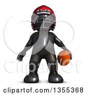Poster, Art Print Of 3d Reflective Black Man American Football Player On A White Background