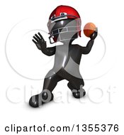 Poster, Art Print Of 3d Reflective Black Man American Football Player Throwing On A White Background