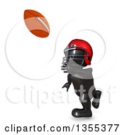 Poster, Art Print Of 3d Reflective Black Man American Football Player Catching On A White Background