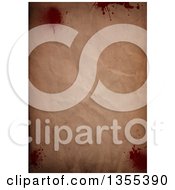 Crinkled Vintage Paper Background With Blood Splatters