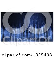 Clipart Of A 3d Alien Being In A Foggy Forest At Night Royalty Free Illustration