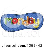 Poster, Art Print Of Cartoon Stitched Monday Day Of The Week Over Blue Polka Dots