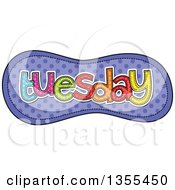 Poster, Art Print Of Cartoon Stitched Tuesday Day Of The Week Over Purple Polka Dots