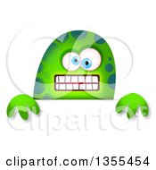 Poster, Art Print Of Blue Eyed Green Spotted Monster Over A Sign