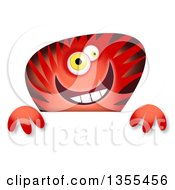 Poster, Art Print Of Red And Black Striped Monster Over A Sign