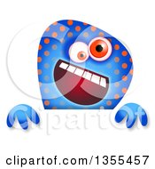 Poster, Art Print Of Blue And Orange Spotted Monster Over A Sign