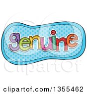 Poster, Art Print Of Cartoon Stitched Word Genuine Over Blue Polka Dots