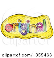 Poster, Art Print Of Cartoon Stitched Word Original Over Yellow Polka Dots