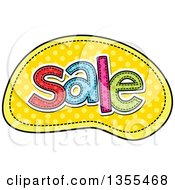Poster, Art Print Of Cartoon Stitched Word Sale Over Yellow Polka Dots