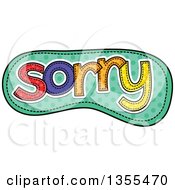 Poster, Art Print Of Cartoon Stitched Word Sorry Over Green Polka Dots