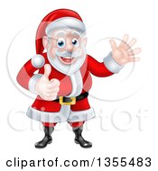 Poster, Art Print Of Cartoon Happy Christmas Santa Claus Giving A Thumb Up And Waving