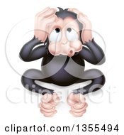 Cartoon Black Hear No Evil Wise Monkey Covering His Ears