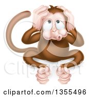 Poster, Art Print Of Cartoon Hear No Evil Wise Monkey Covering His Ears