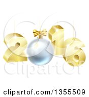 Poster, Art Print Of 3d Gold Suspended New Year 2016 Design With A Bauble