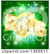 Poster, Art Print Of 3d Gold New Year 2016 Burst Over A Brazilian Flag And Fireworks