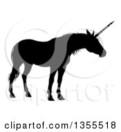 Poster, Art Print Of Black Silhouetted Mythical Unicorn