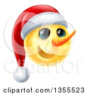 Poster, Art Print Of 3d Yellow Snowman Smiley Emoji Emoticon Wearing A Christmas Santa Hat
