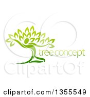 Poster, Art Print Of Graceful Gradient Green Tree Man With Sample Text