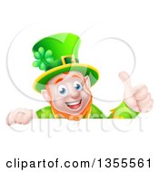 Poster, Art Print Of Cartoon Happy Leprechaun Giving A Thumb Up Over A Sign