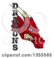 Poster, Art Print Of Roaring Red Dragon Head And Text