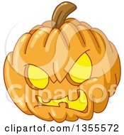 Poster, Art Print Of Cartoon Evil Angry Hallowen Jackolantern Pumpkin