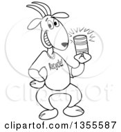 Poster, Art Print Of Cartoon Black And White Goat Wearing A Recycle Shirt And Holding A Tin Can
