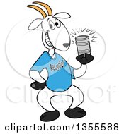Cartoon Goat Wearing A Recycle Shirt And Holding A Tin Can
