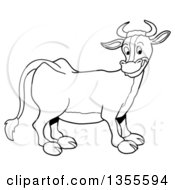 Poster, Art Print Of Cartoon Black And White Happy Cow