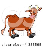 Cartoon Happy Brown Cow