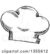 Clipart Of A Black And White Sketched Chef Toque Hat Royalty Free Vector Illustration