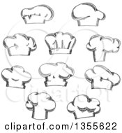 Poster, Art Print Of Black And White Sketched Chef Toque Hats