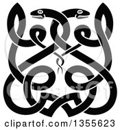Poster, Art Print Of Black And White Celtic Snakes Knot