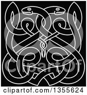 Clipart Of A Black And White Celtic Snakes Knot Royalty Free Vector Illustration