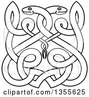 Poster, Art Print Of Black And White Lineart Celtic Snakes Knot