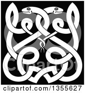 Clipart Of A Black And White Celtic Snakes Knot Royalty Free Vector Illustration