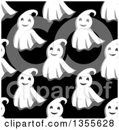 Poster, Art Print Of Seamless Pattern Background Of Ghosts On Black