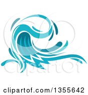 Clipart Of A Blue Splash Or Surf Wave Royalty Free Vector Illustration