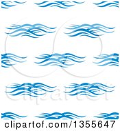 Clipart Of A Seamless Background Design Pattern Of Ocean Waves In Blue On White Royalty Free Vector Illustration