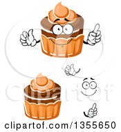 Clipart Of A Cartoon Face Hands And Cupcakes Royalty Free Vector Illustration