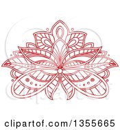 Clipart Of A Beautiful Ornate Red Henna Lotus Flower Royalty Free Vector Illustration
