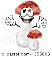 Clipart Of A Cartoon Birch Bolete Mushrooms Character Royalty Free Vector Illustration