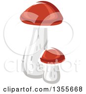 Poster, Art Print Of Cartoon Birch Bolete Mushrooms