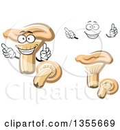 Clipart Of A Cartoon Face Hands And Mushrooms Royalty Free Vector Illustration