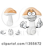Poster, Art Print Of Cartoon Face Hands And Bolete Mushroom