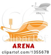 Poster, Art Print Of Gray And Orange Sports Stadium Arena Buildings With Text