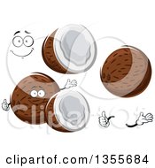 Clipart Of A Cartoon Face Hands And Coconuts Royalty Free Vector Illustration