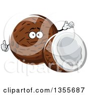 Poster, Art Print Of Cartoon Coconut Character And Half