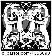 Poster, Art Print Of White Celtic Wild Dog Knot On Black