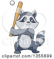 Poster, Art Print Of Cartoon Sporty Raccoon Playing Baseball