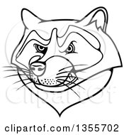 Poster, Art Print Of Black And White Tough Raccoon Mascot Head